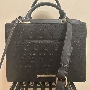 Betsey Johnson Black Skull Embossed Handbag
